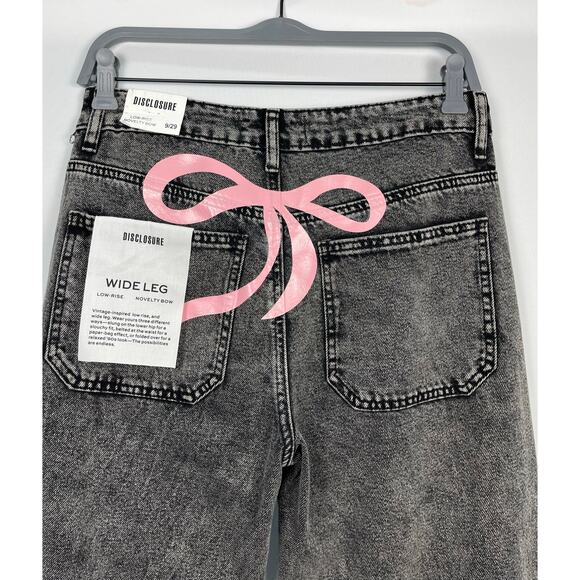 Disclosure Wide Leg Low-Rise Jeans with Pink Bow Detail Size 9/29 - Picture 1 of 9